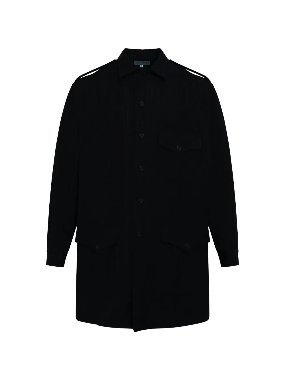 pinstripe-pattern epaulette coat