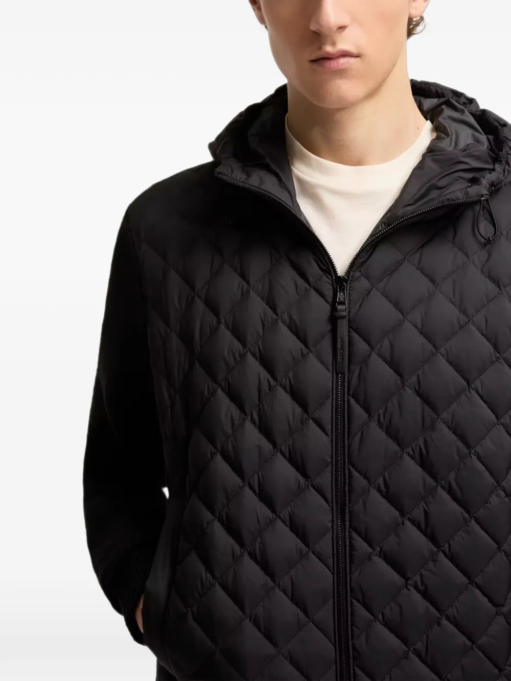 quilted drawstring-hood sweater