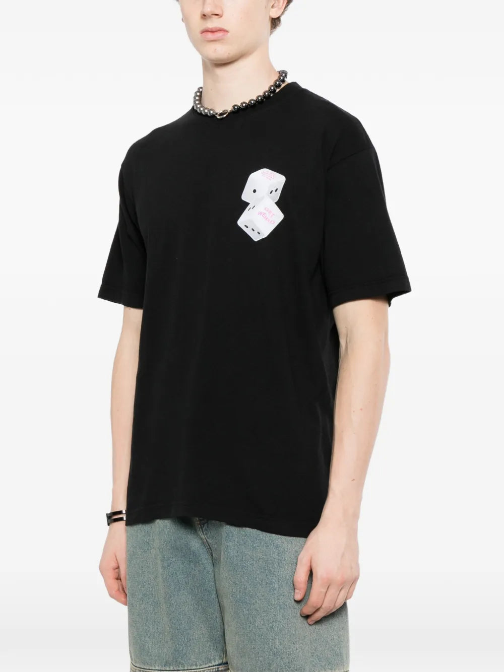 dice-print cotton T-shirt