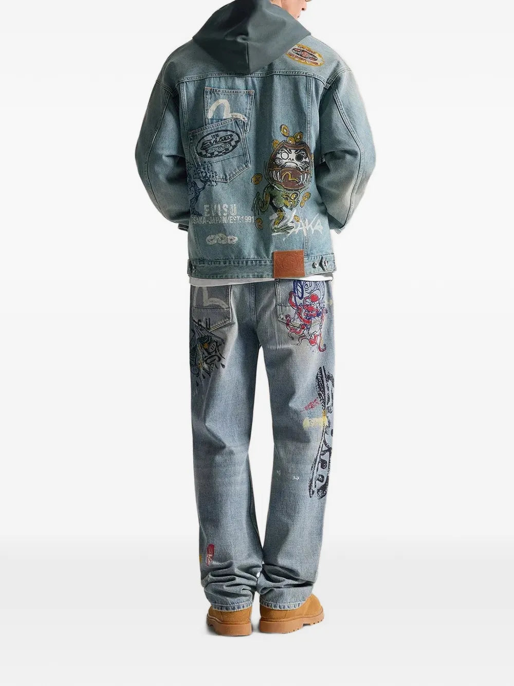 Fortune Theme hand-painted denim jacket