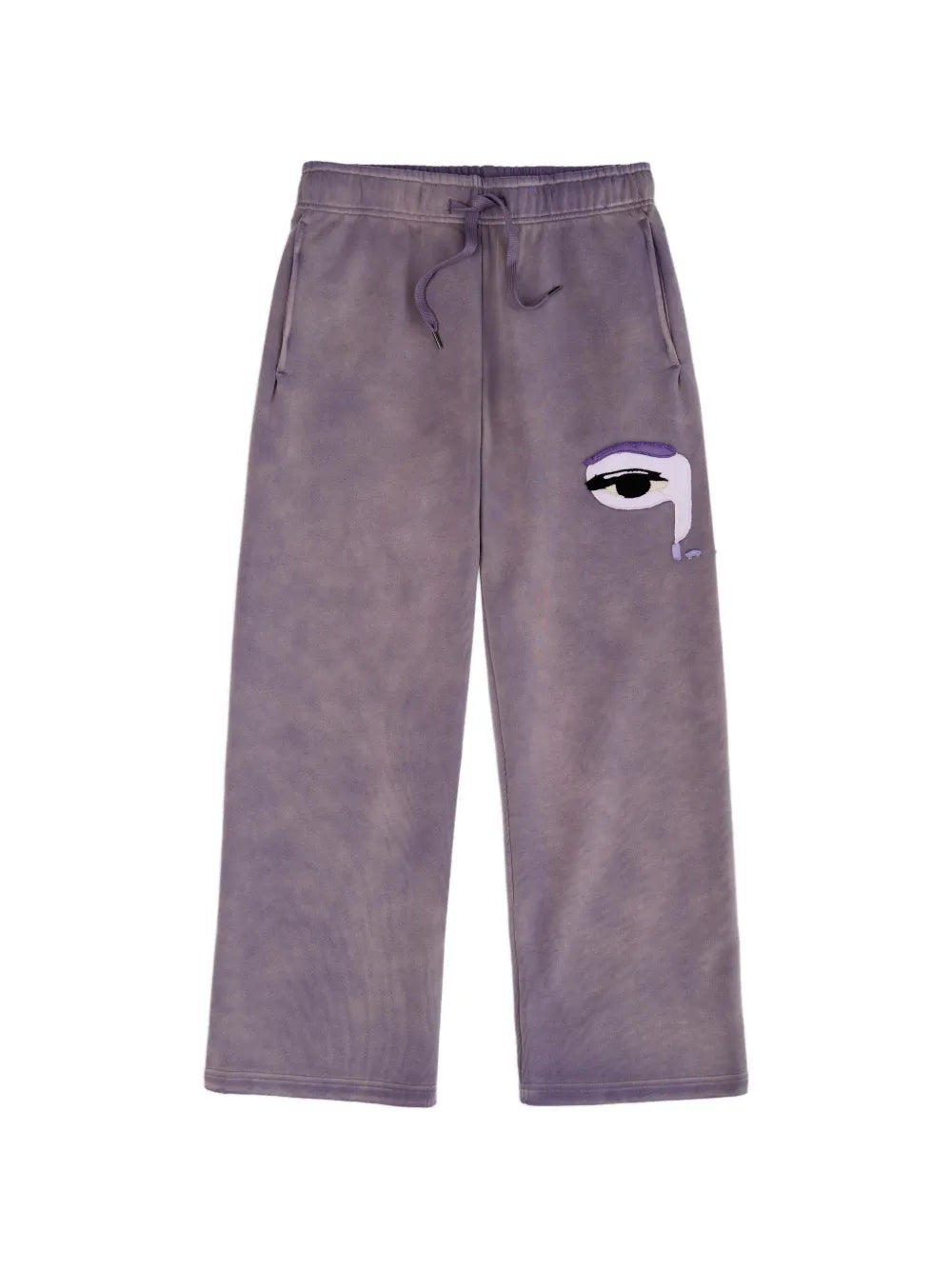 embroidered-patch track pants