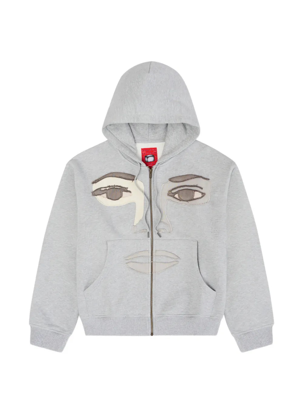 Patchwork Face zip-up hoodie