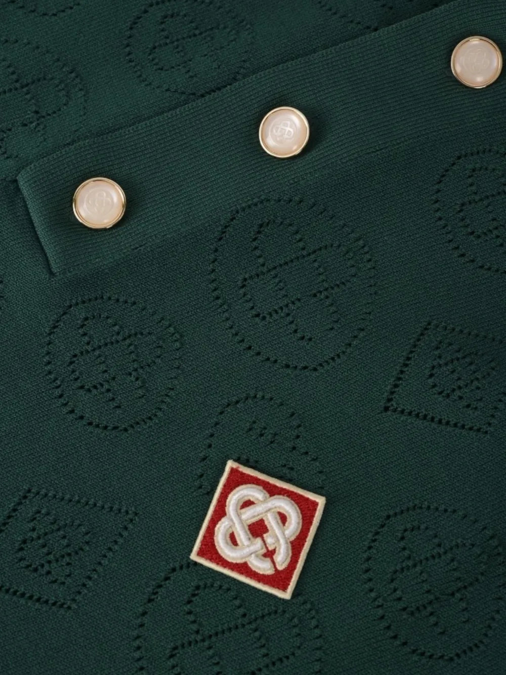 Casablanca Pointelle LS Polo Shirt Green