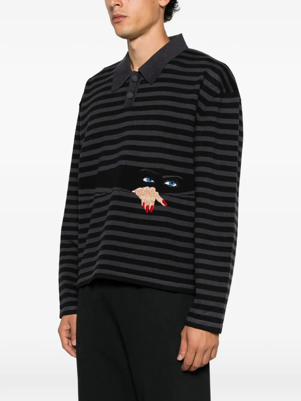 striped embroidered-motif sweater