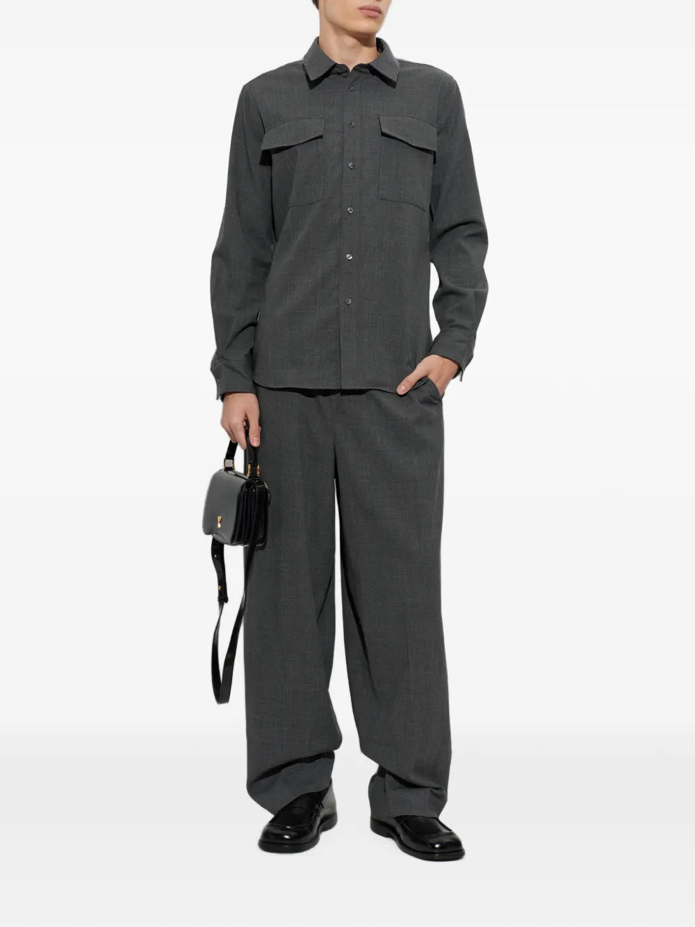 flap-pocket wool shirt