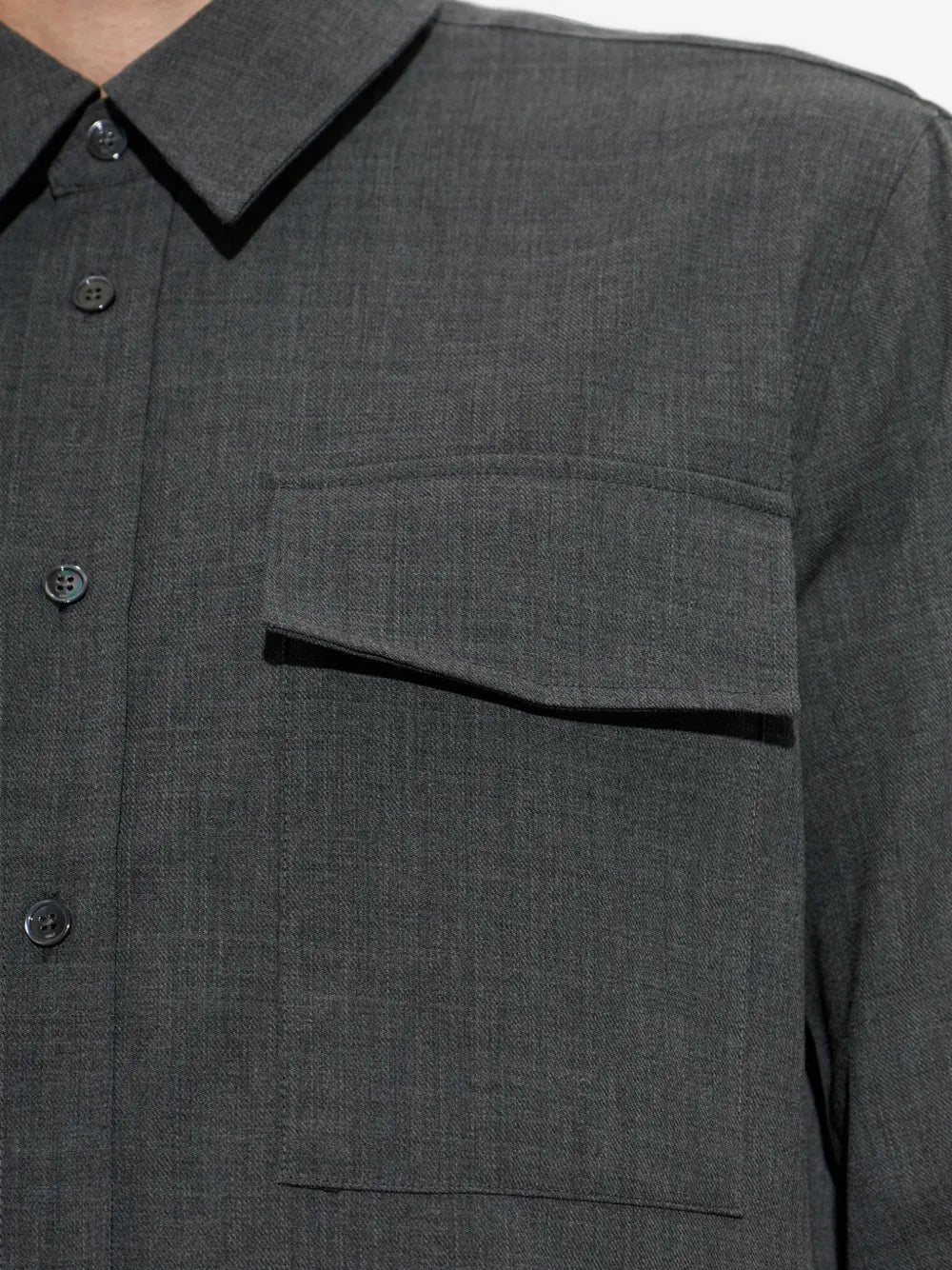 flap-pocket wool shirt