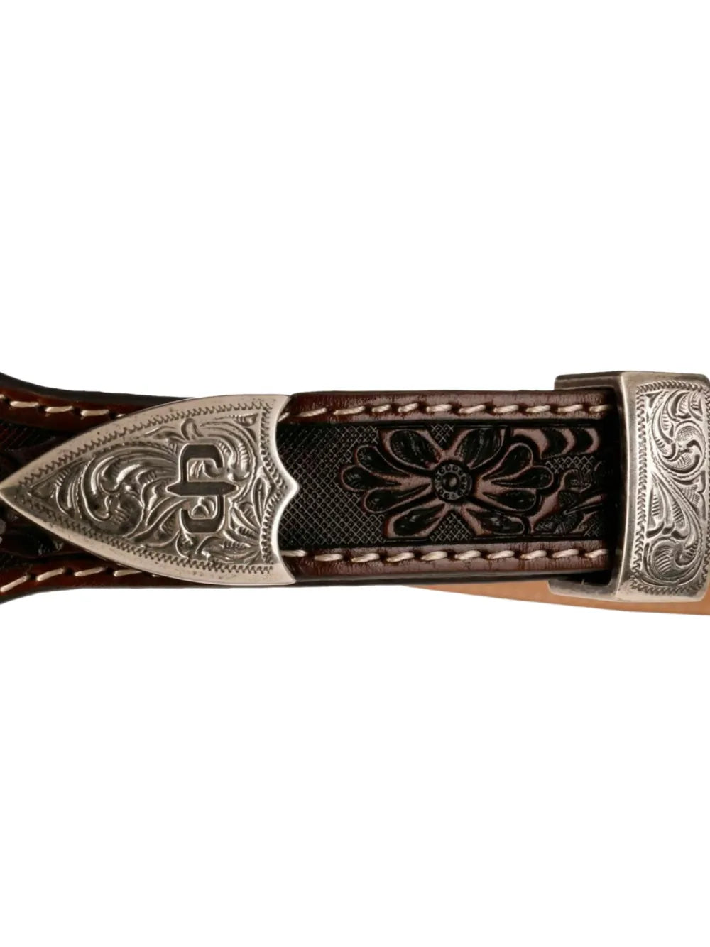 floral-tooled leather belt