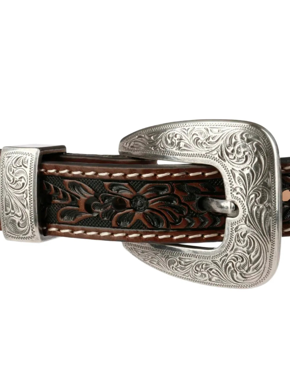 floral-tooled leather belt