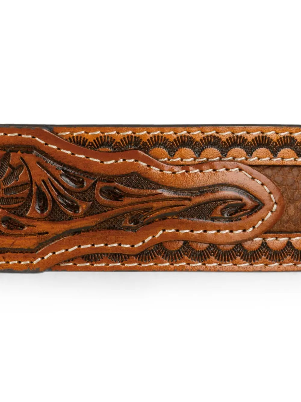 floral-tooled leather belt