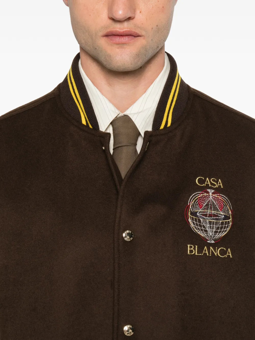 logo-embroidered panelled jacket