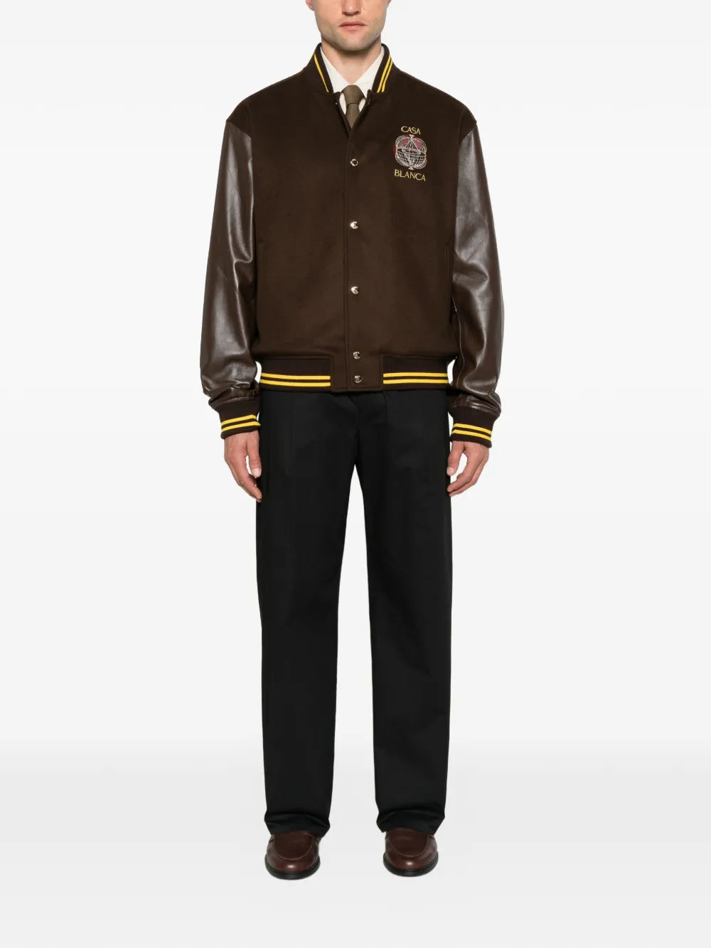 logo-embroidered panelled jacket