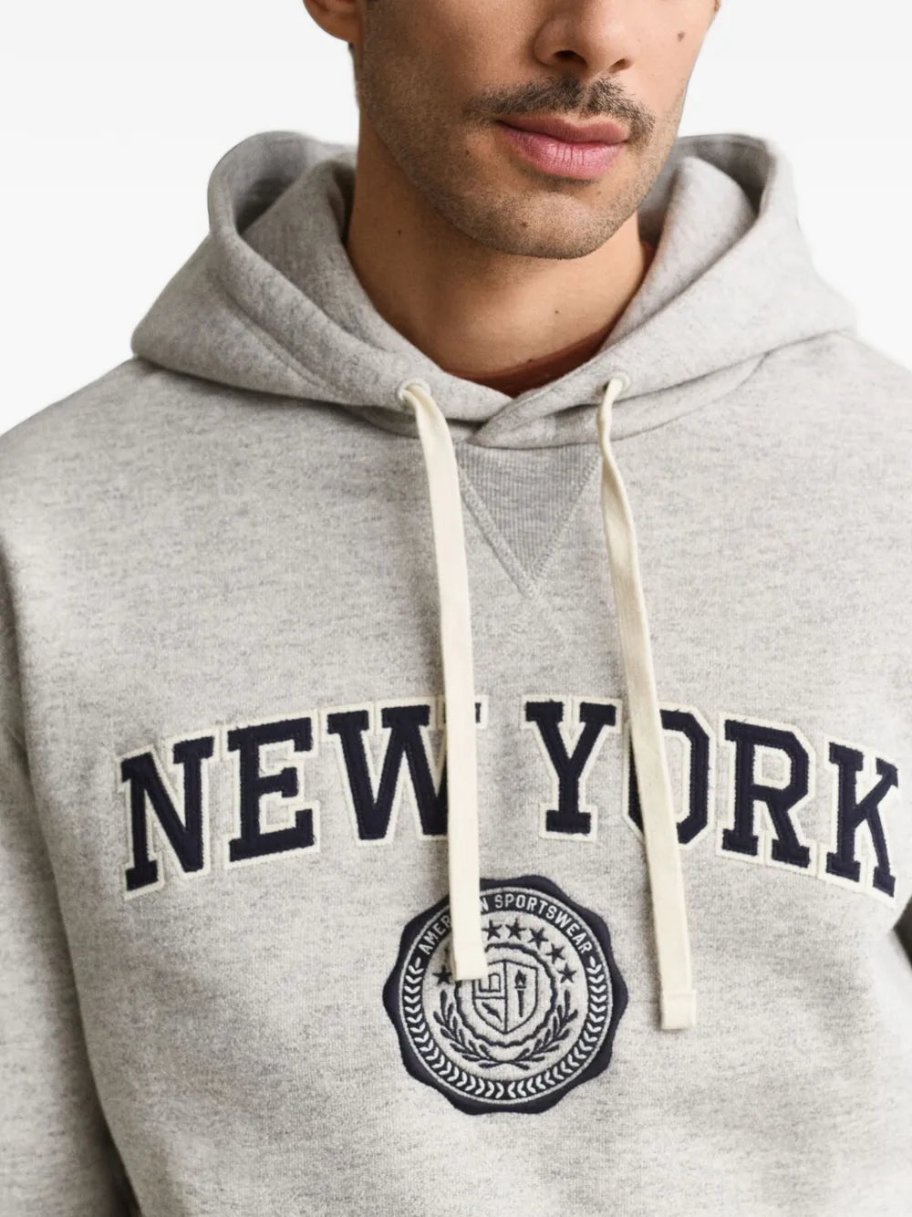 logo-patch drawstring hoodie