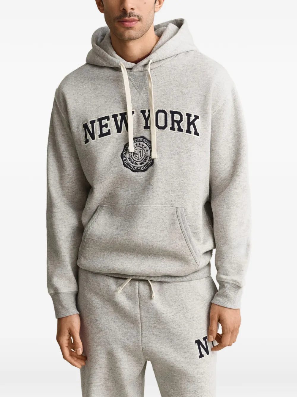 logo-patch drawstring hoodie