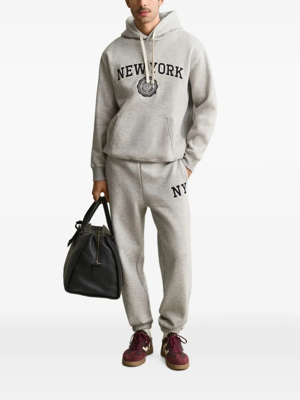logo-patch drawstring hoodie
