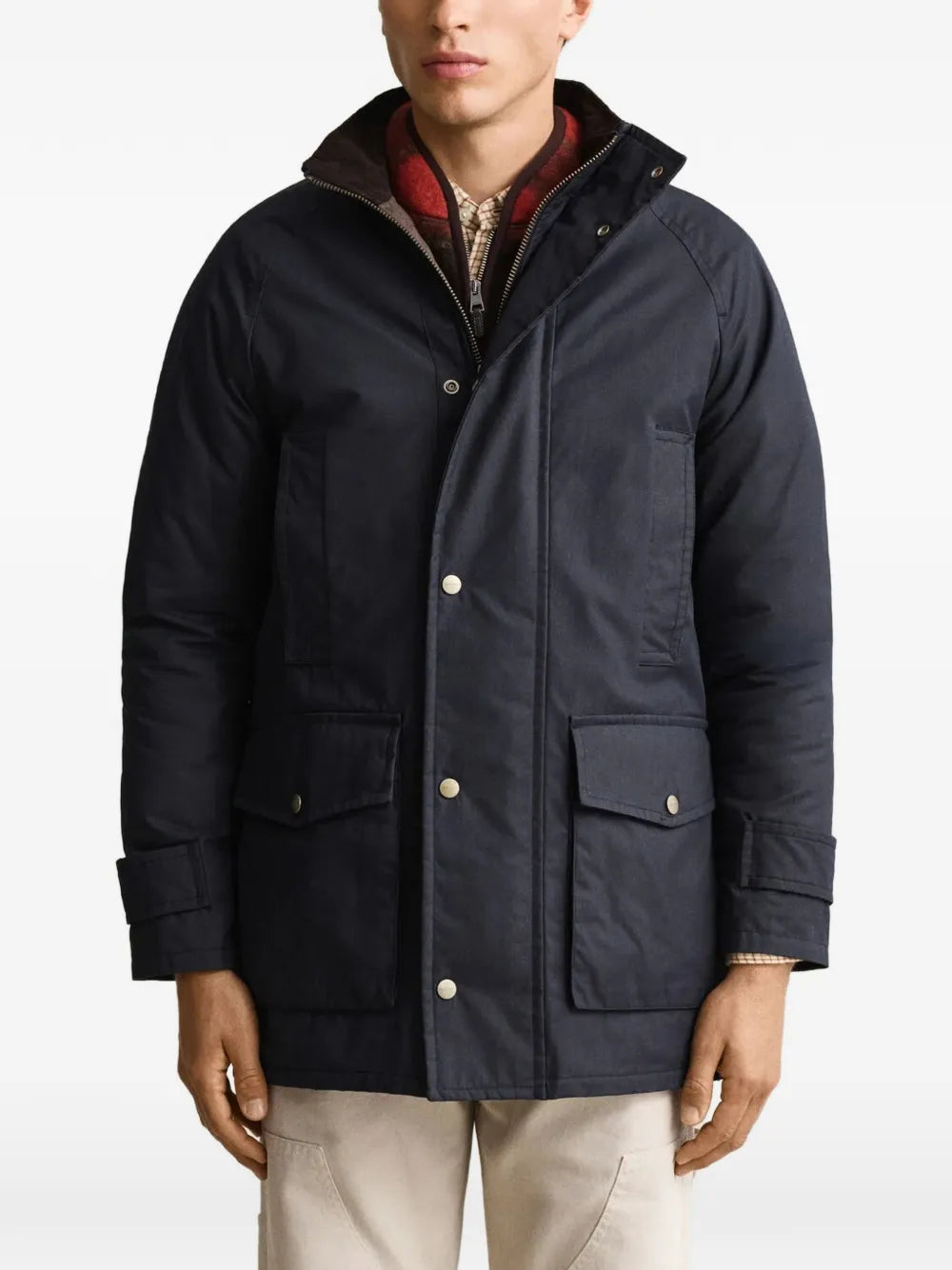 raglan-sleeve corduroy-collar jacket