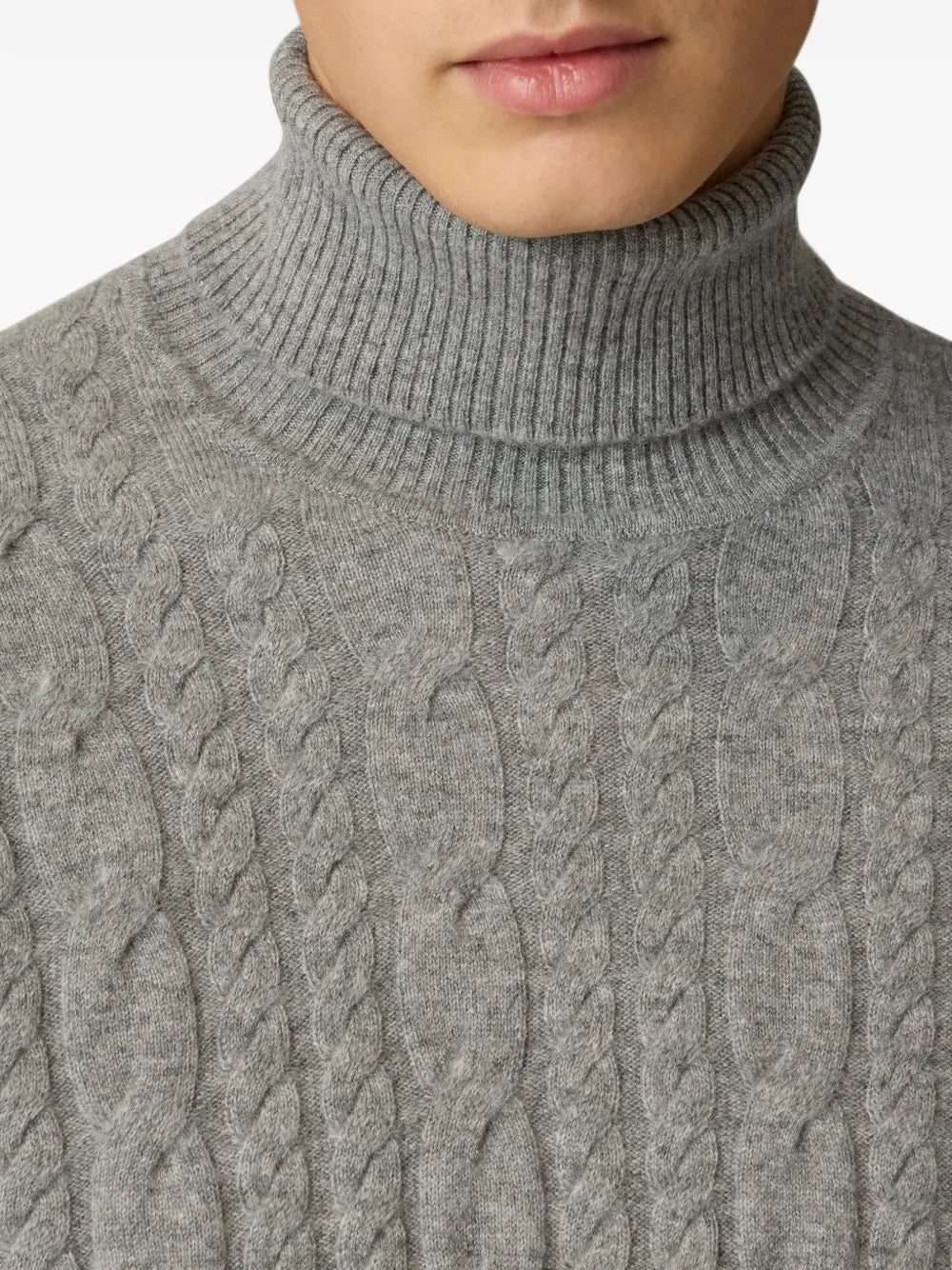 cable-knit roll-neck sweater