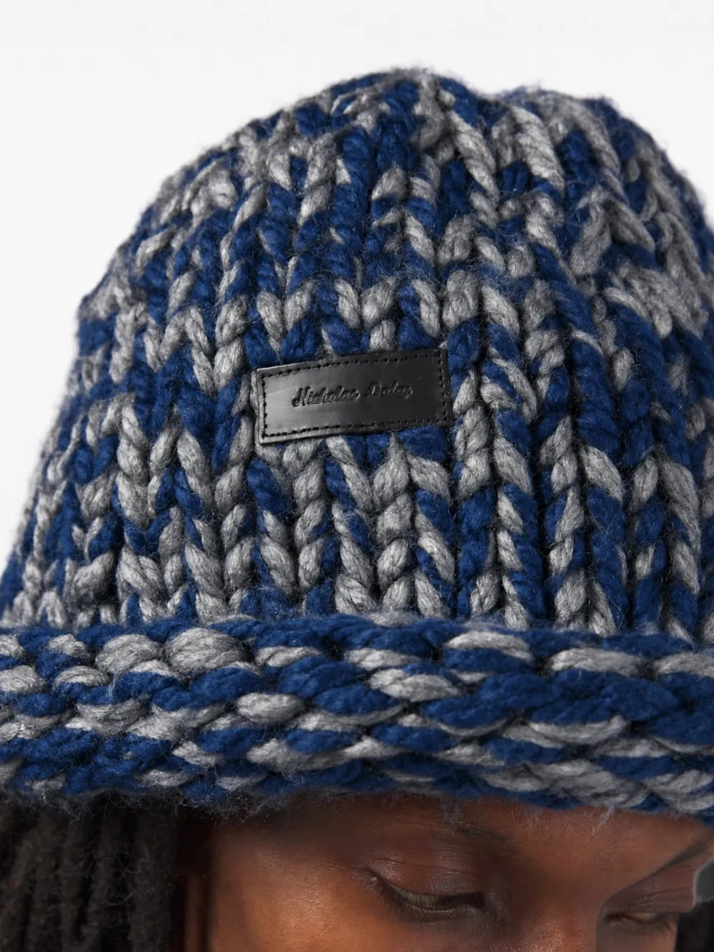 Rebel Chunky-Knit Logo-Patch Beanie Hat