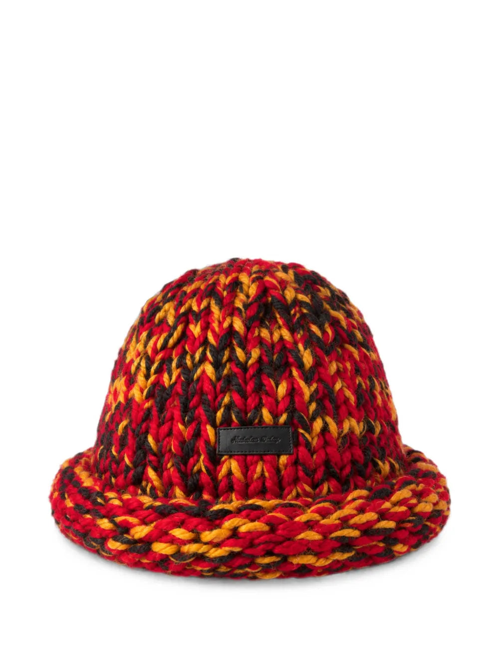 chunky-knit logo-patch beanie hat