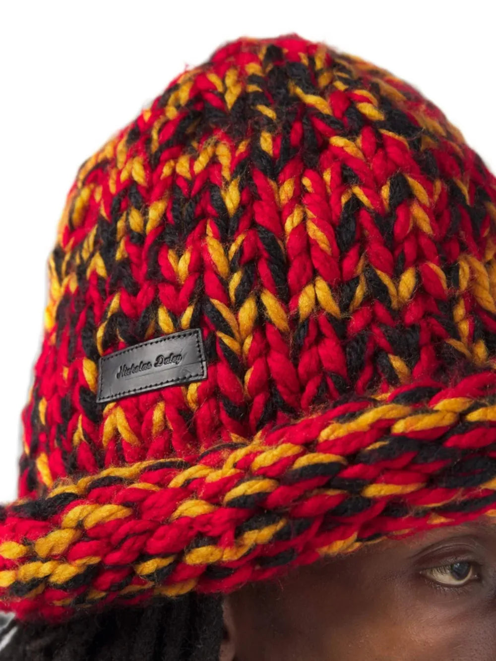 chunky-knit logo-patch beanie hat