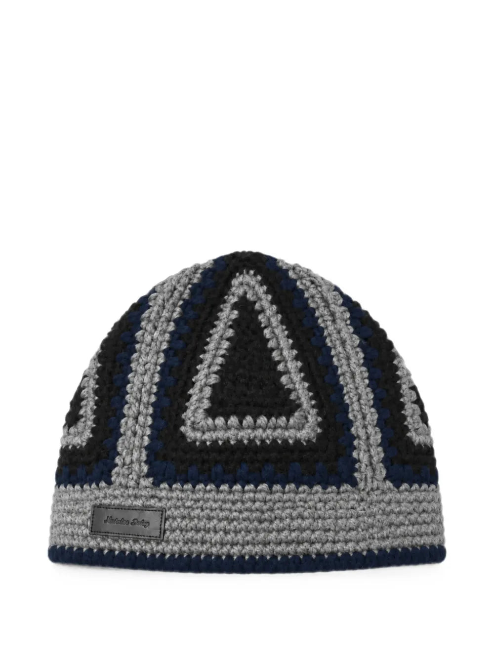 crochet geometric-pattern beanie hat