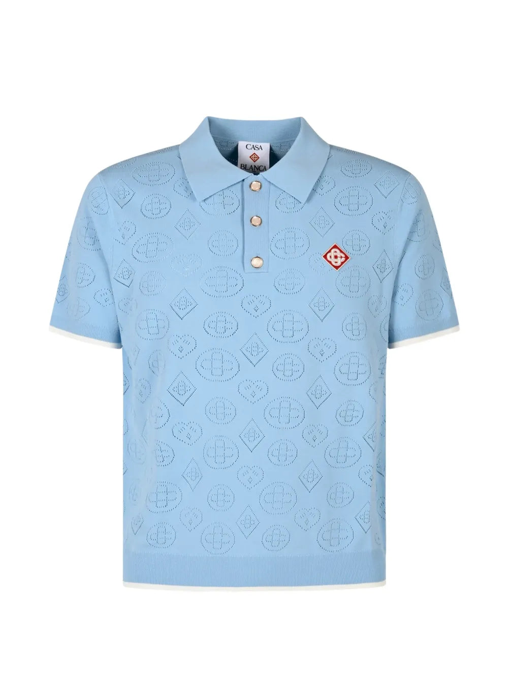 logo-patch pointelle polo shirt