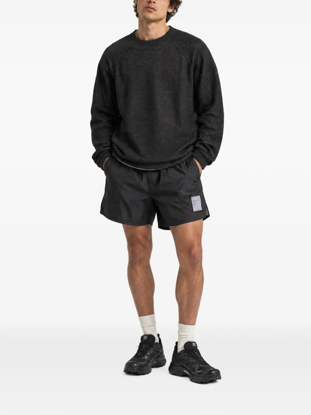 waffle-knit raglan-sleeve sweater