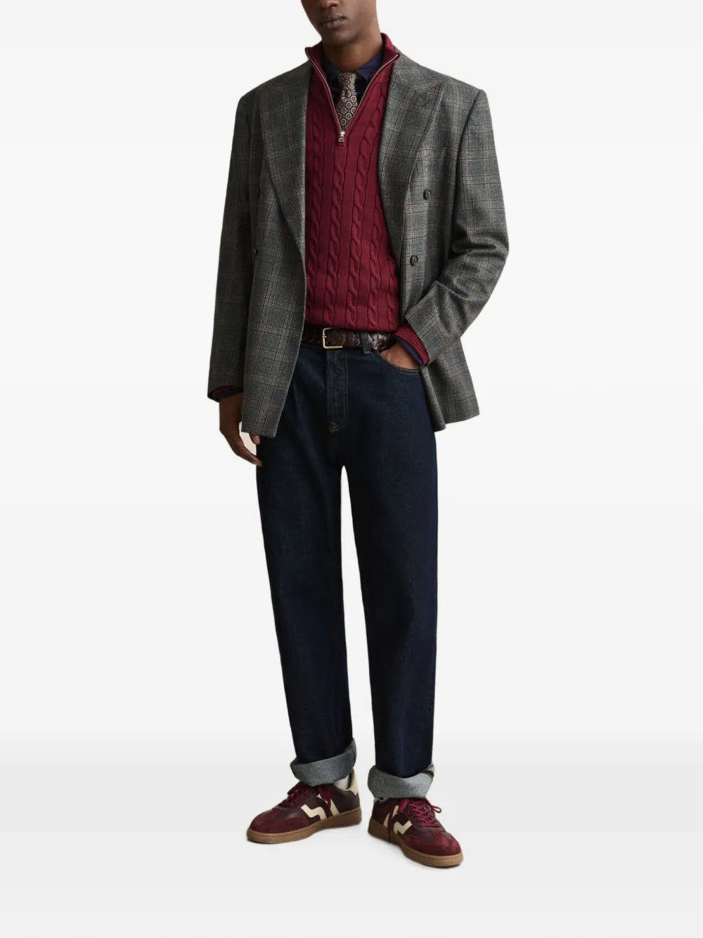 cable-knit half-zip sweater