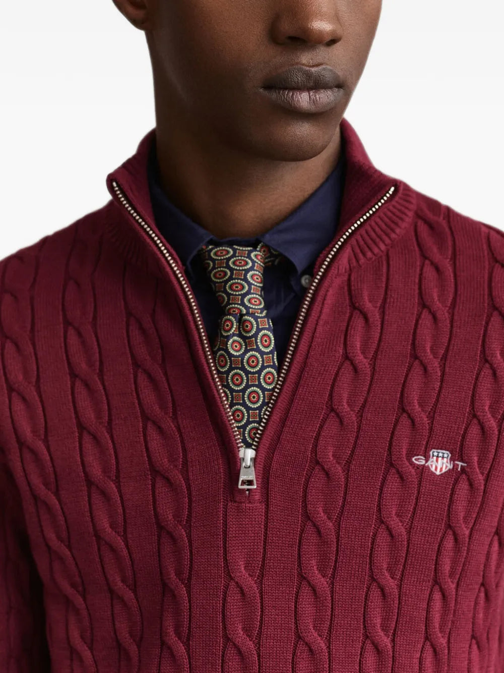 cable-knit half-zip sweater