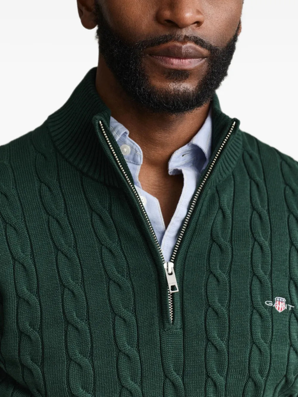 cable-knit half-zip sweater