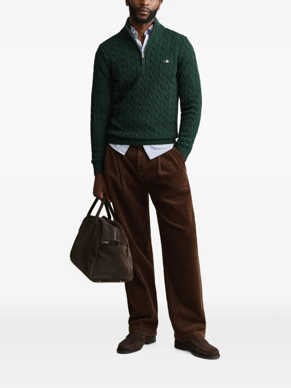 cable-knit half-zip sweater