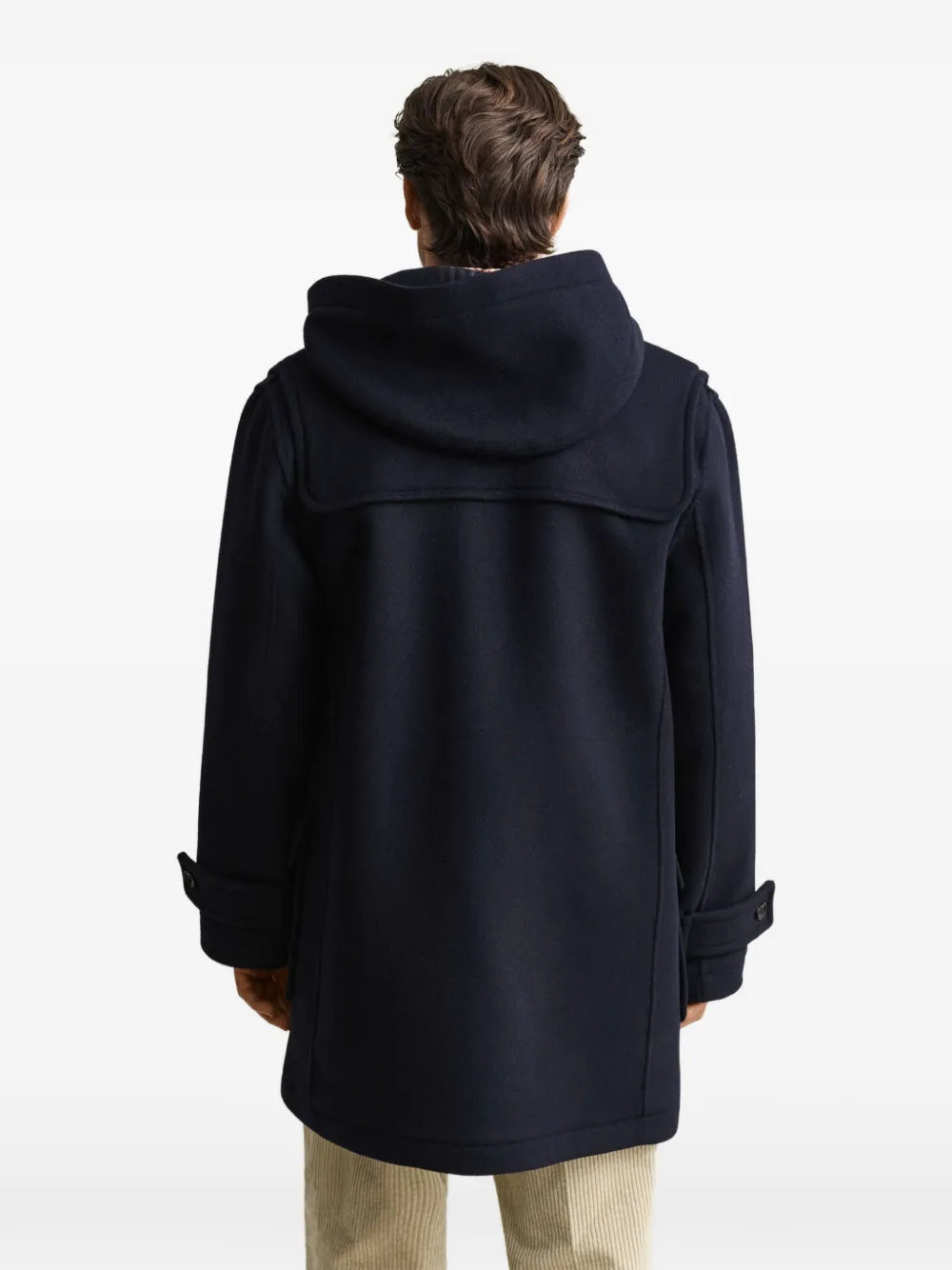 hooded toggle-fastening duffle coat