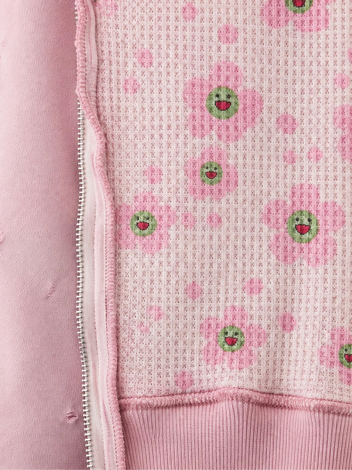 Distressed Floral-Print Hoodie