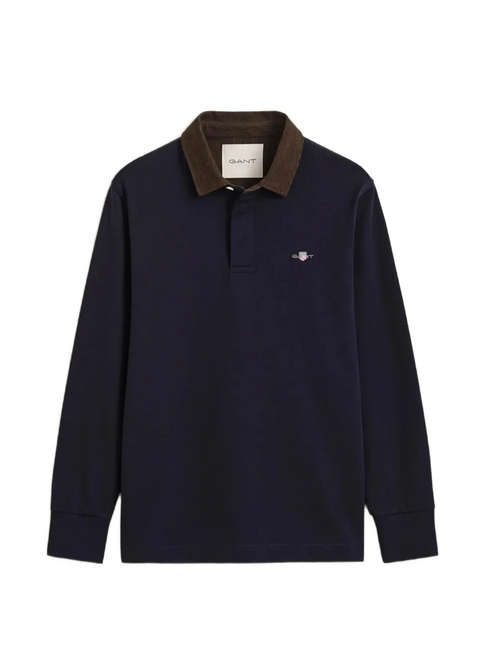 corduroy-collar long-sleeve polo shirt