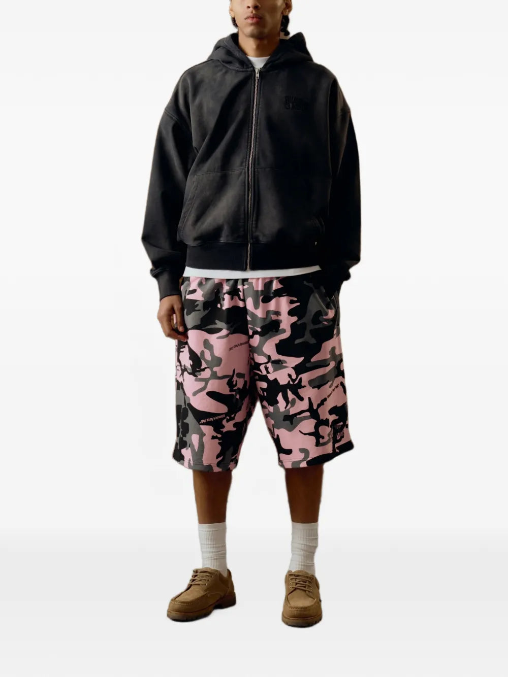 camouflage-print cotton shorts