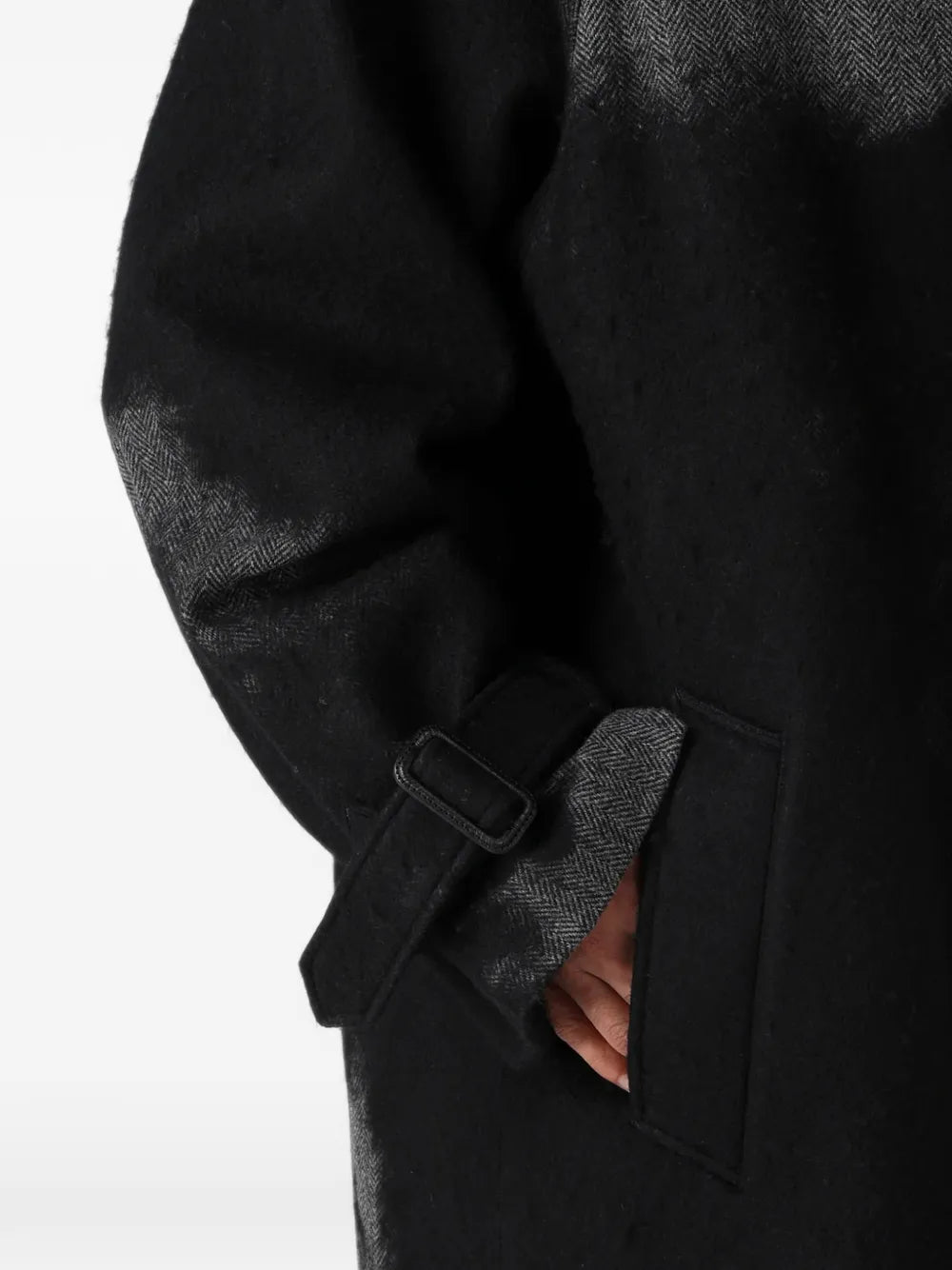 Herringbone-Pattern Double-Breasted Coat