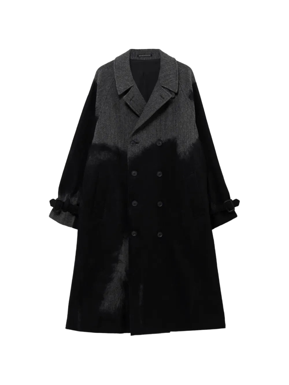Herringbone-Pattern Double-Breasted Coat