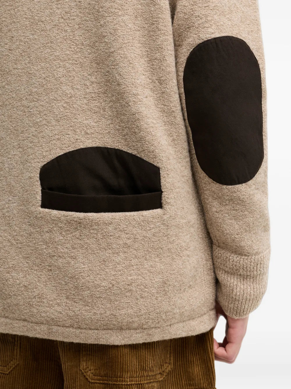 elbow-patch zip-up cardigan