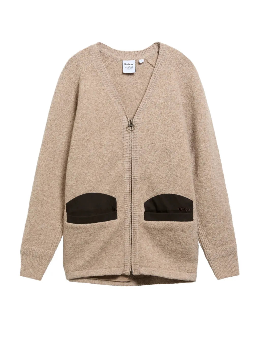 elbow-patch zip-up cardigan