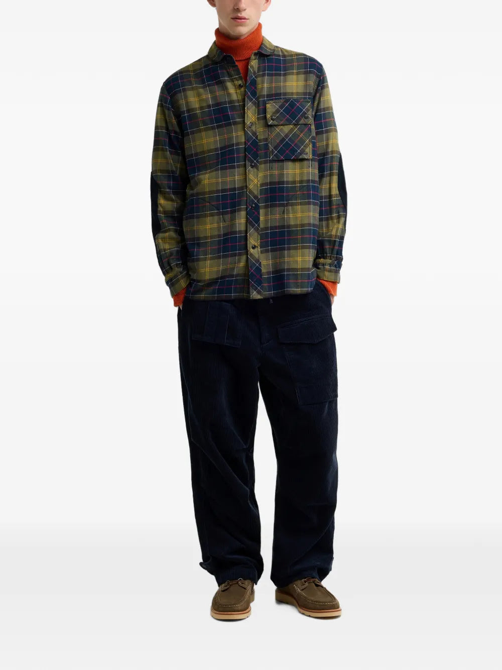 tartan elbow-patch shirt