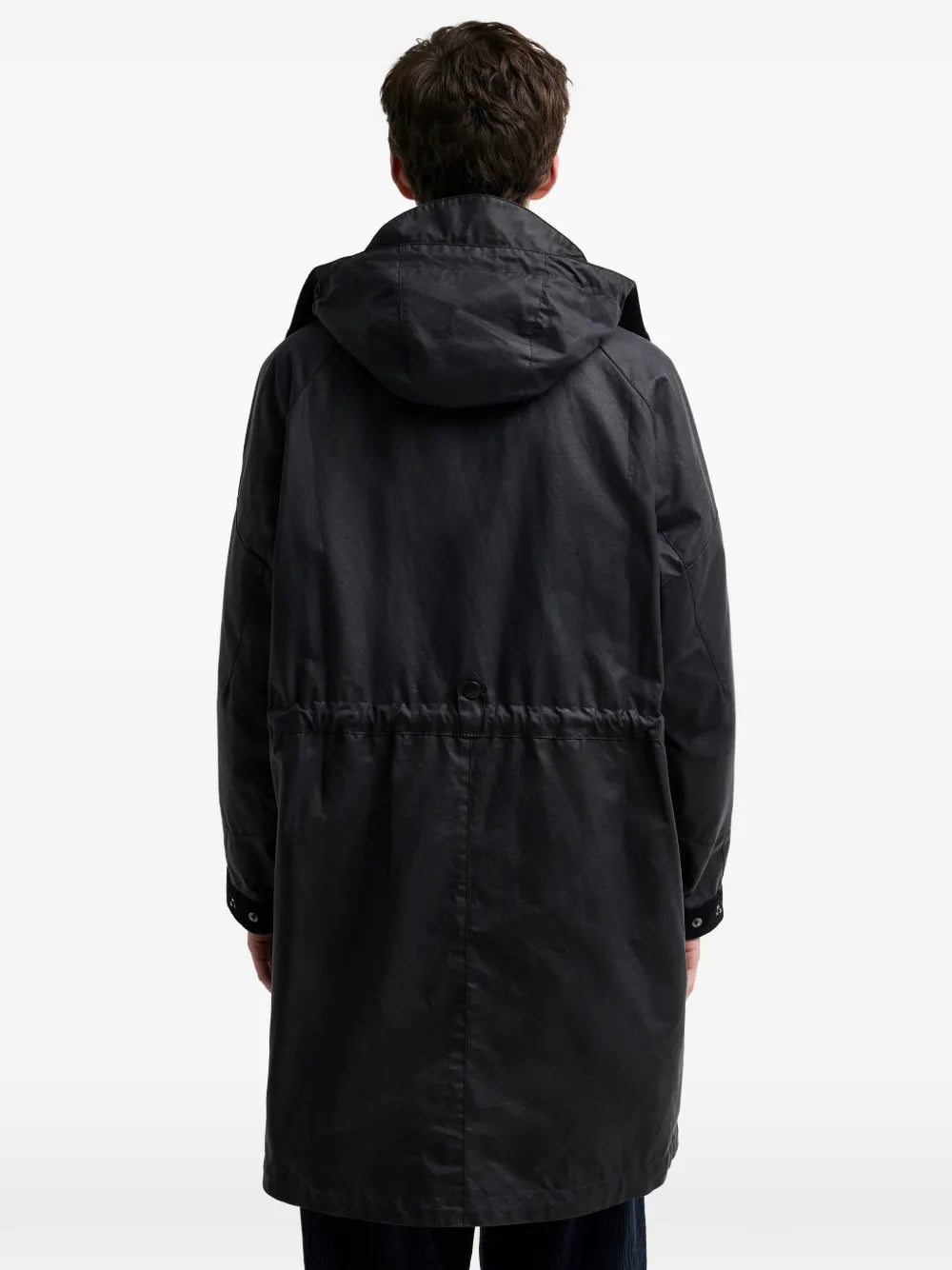 waxed-cotton hooded coat