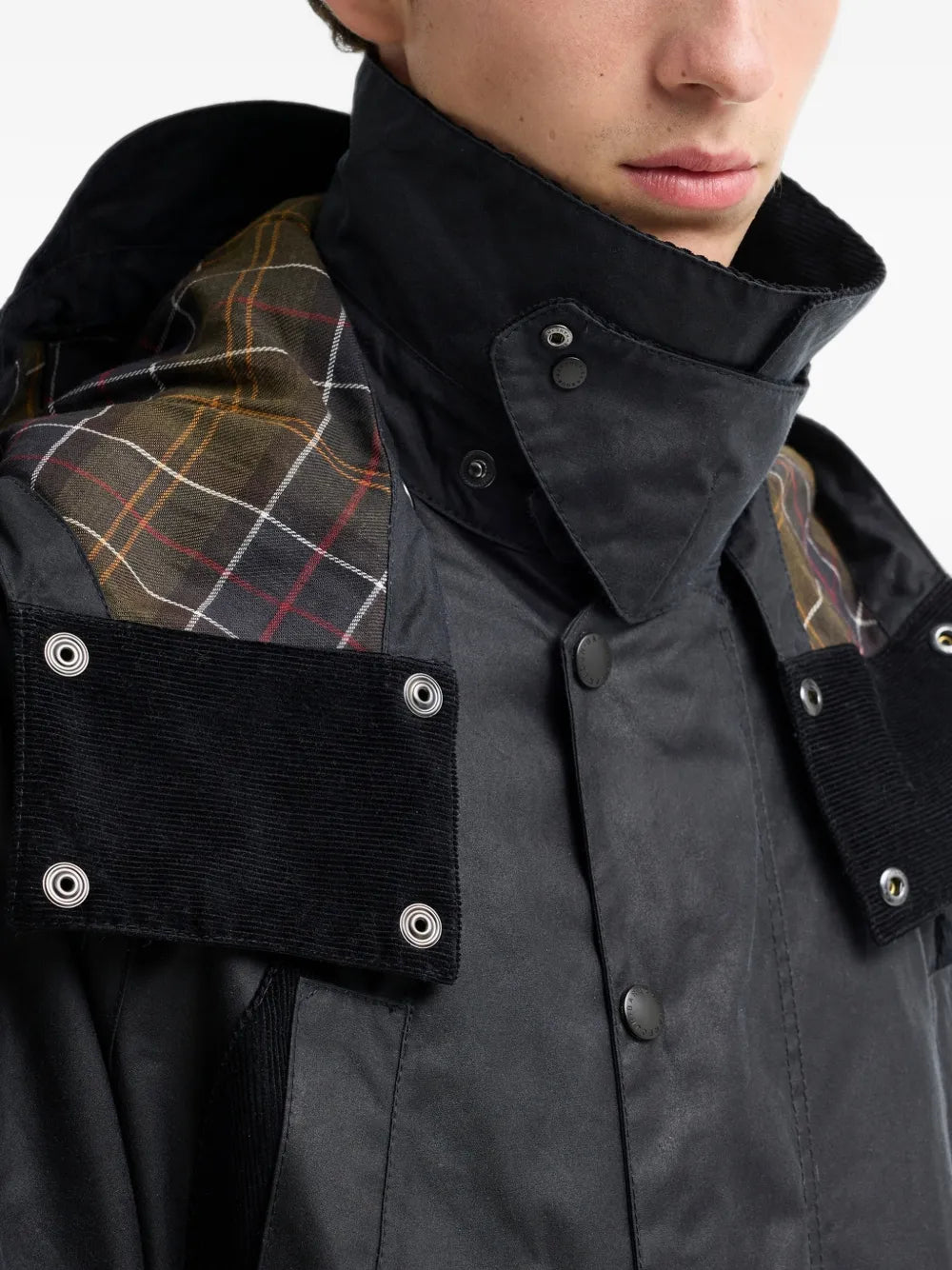 waxed-cotton hooded coat