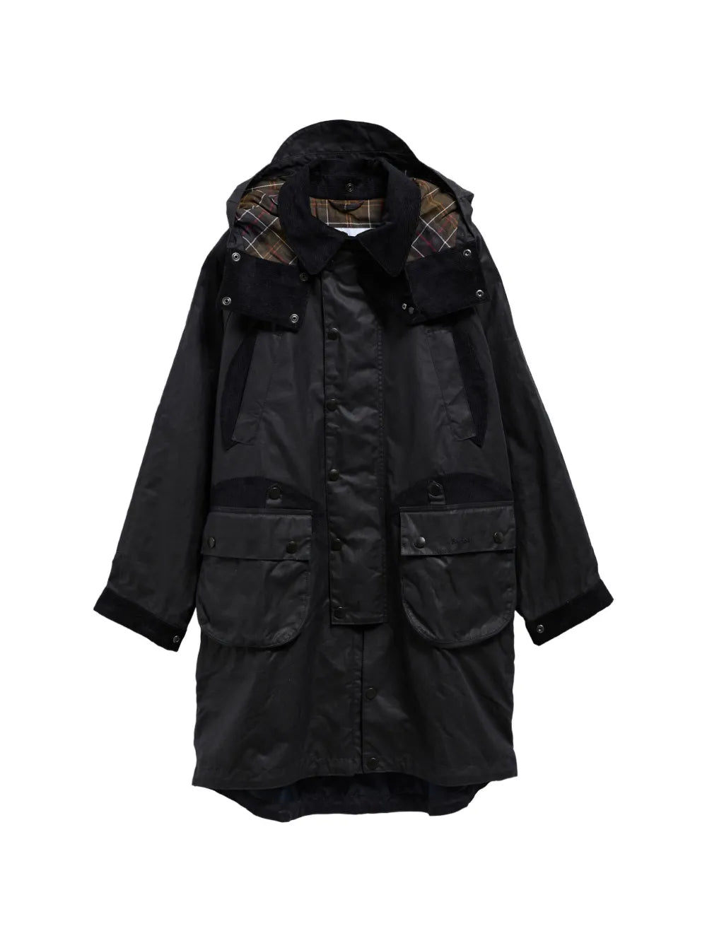 waxed-cotton hooded coat