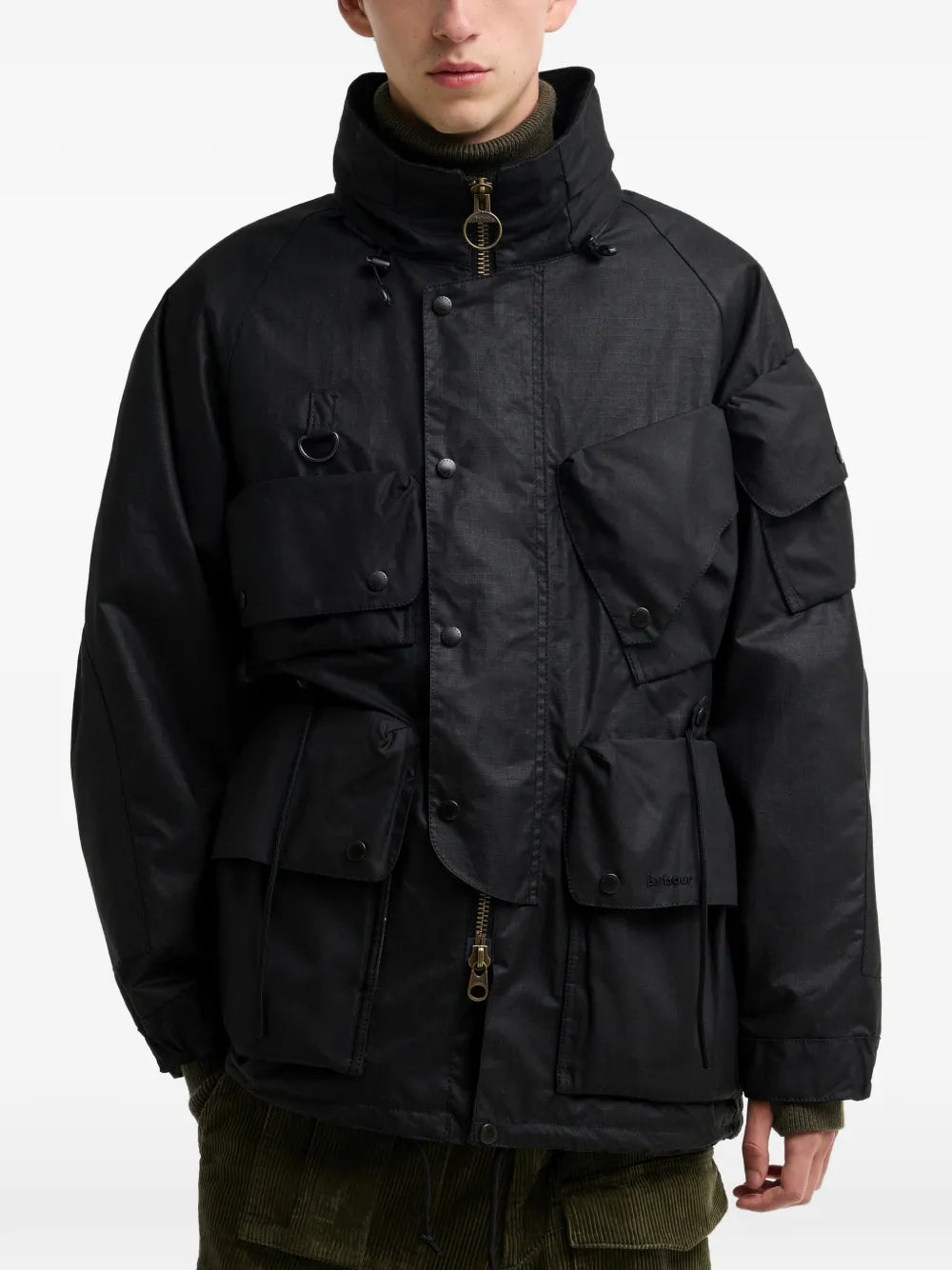 multi-pocket waxed jacket