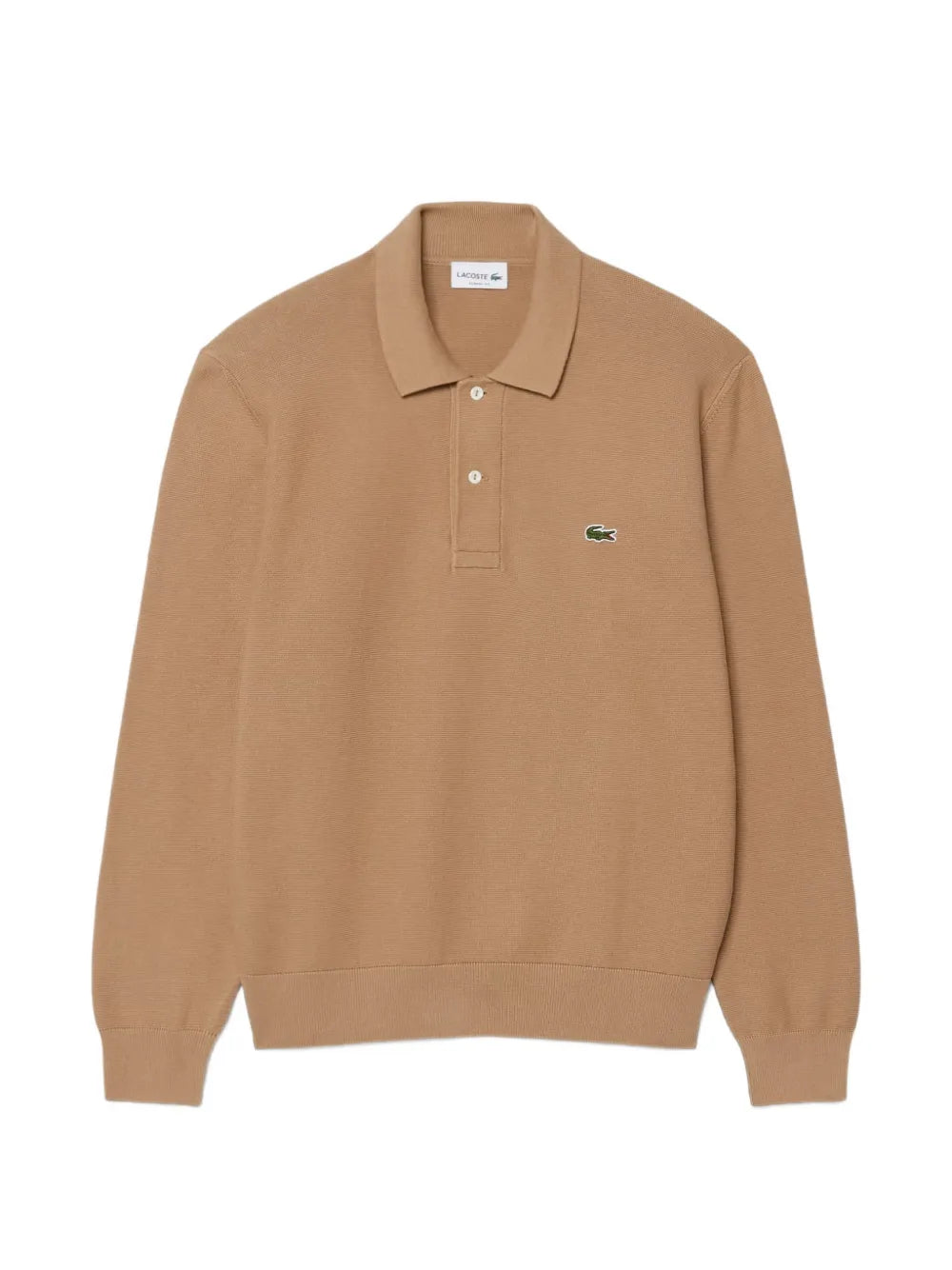 classic-fit long-sleeved knitted polo shirt