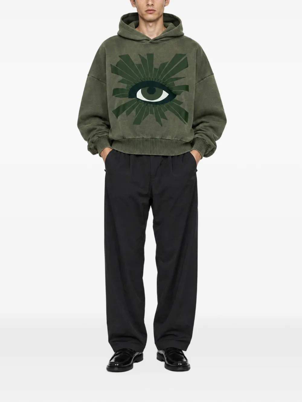 eye-print drop-shoulder hoodie