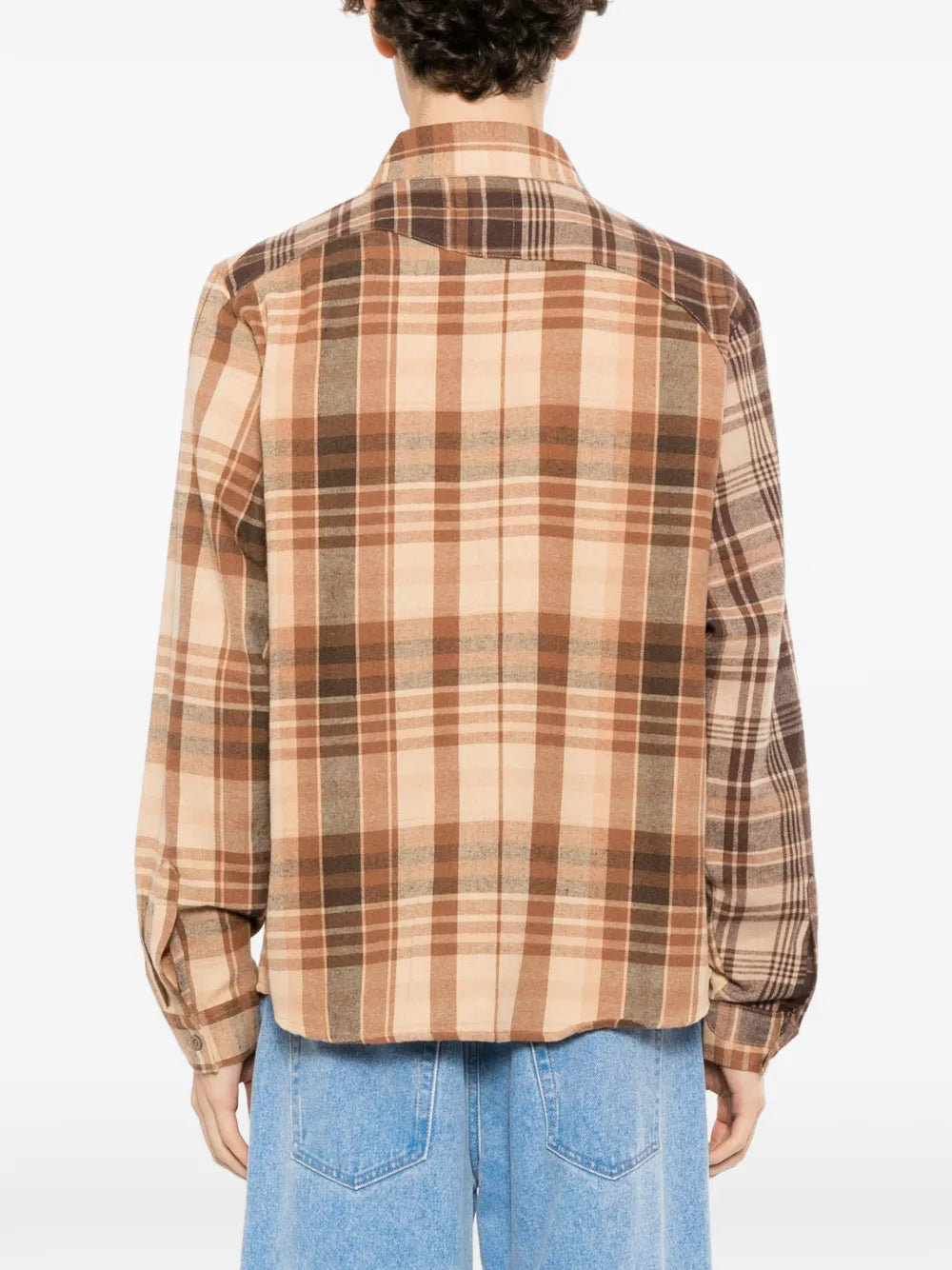 check-pattern patchwork shirt