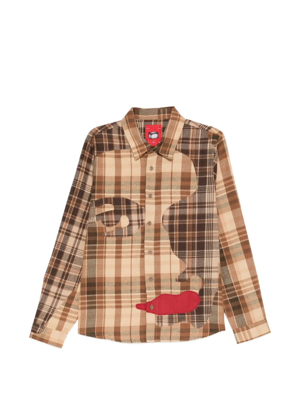 check-pattern patchwork shirt