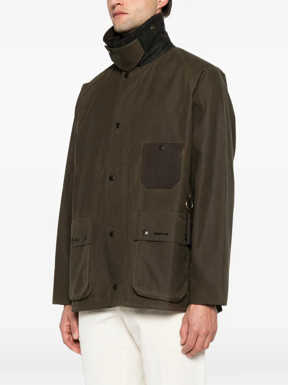 corduroy-collar patch-pocket coat