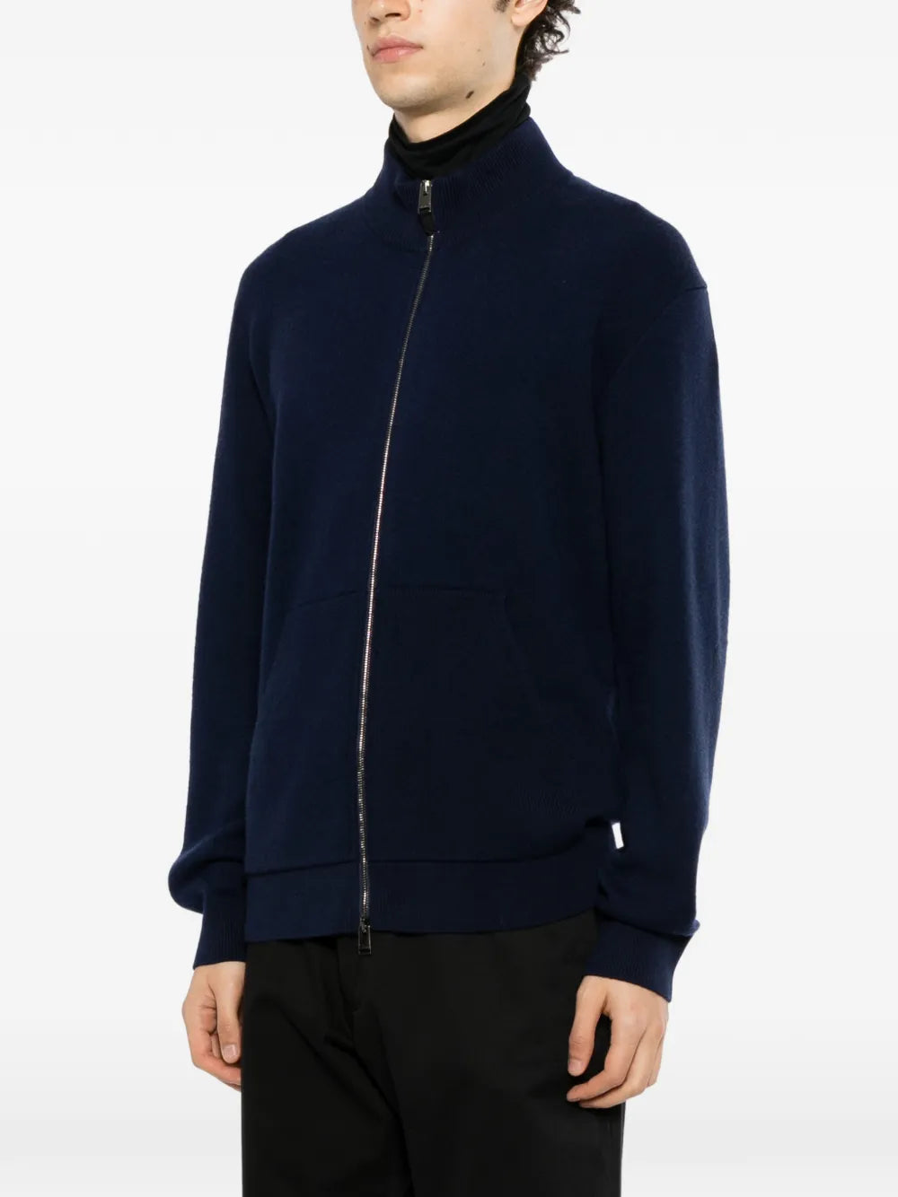 zip-up knitted sweater