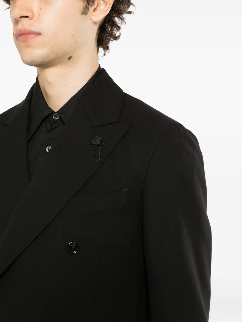 double-breasted peak-lapel suit